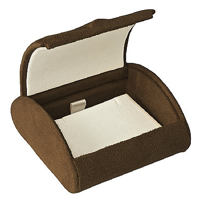 Suede Domed Earring or Pendant Box with White Suede Interior