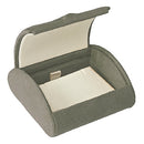 Suede Domed Earring or Pendant Box with White Suede Interior