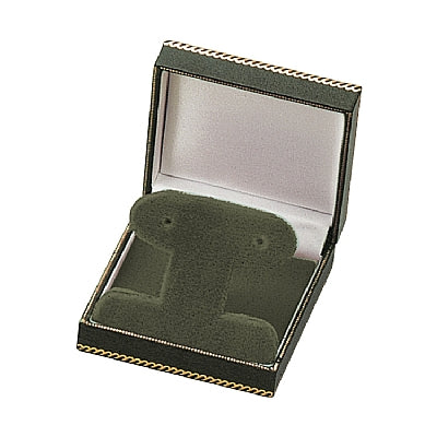 Leatherette French Clip Earring Box with Matching Insert and White Window