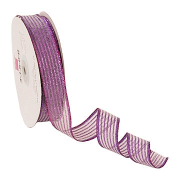 Wired Metallic Striped Ribbon