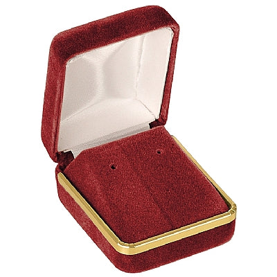 Velvet Single Earring Box with Gold Rims and Matching Insert
