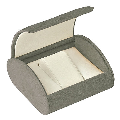 Suede Domed Bangle or Watch Box with White Suede Interior
