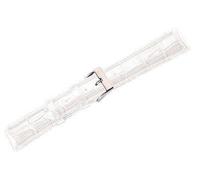 Leather Watch Band Lux Alligator White (20mm) Long