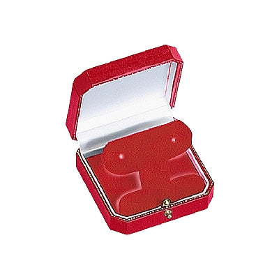 Leatherette French Clip Earring Box with Gold Accent and Matching Insert