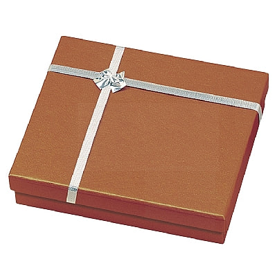 Paper Covered Pearl Box with Silver Bow and Foam Insert