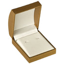 Paper Covered Hoop Earring Box with Gold Accent and White Interior