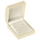 Paper Covered Hoop Earring Box with Gold Accent and White Interior
