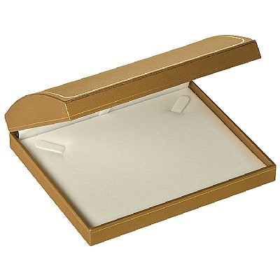 Paper Covered Pearl Box with Gold Accent and White Interior
