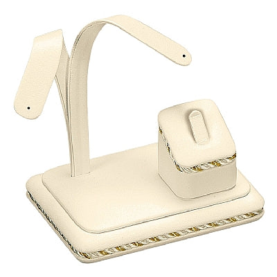 Leather Set of Earring and Ring Stand with Rope Trim