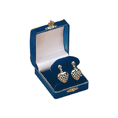 Leatherette French Clip Earring Box with Gold Trim and Closure