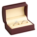 Leatherette Double Ring Box Leatherette Interior with Ribboned Packer