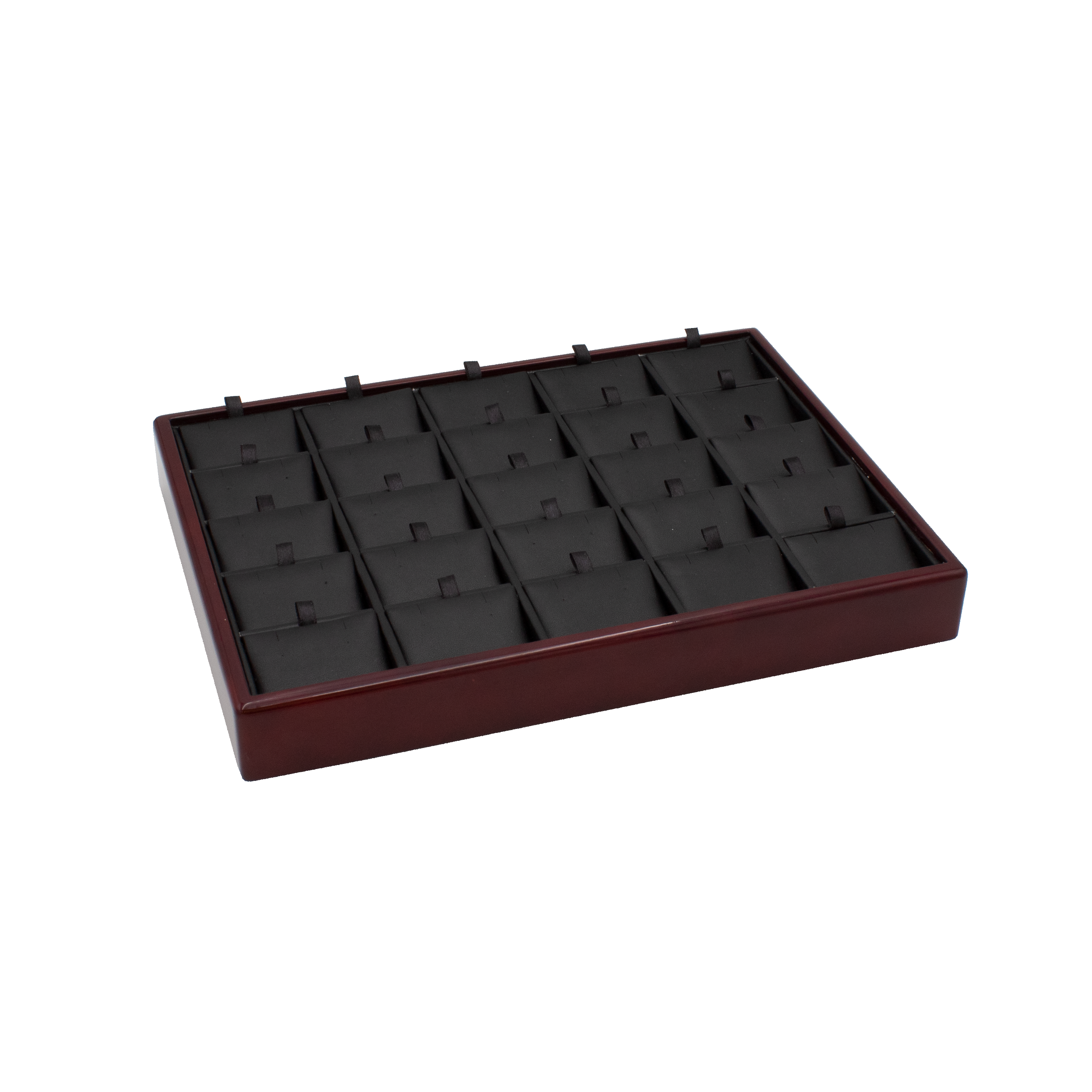 Genuine Wood Mahogany Frame Tray with Leatherette Interior