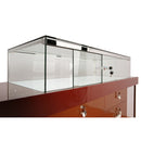 Modern Wooden Showcase with Stainless Steel Legs and Luscious Suede Inserts