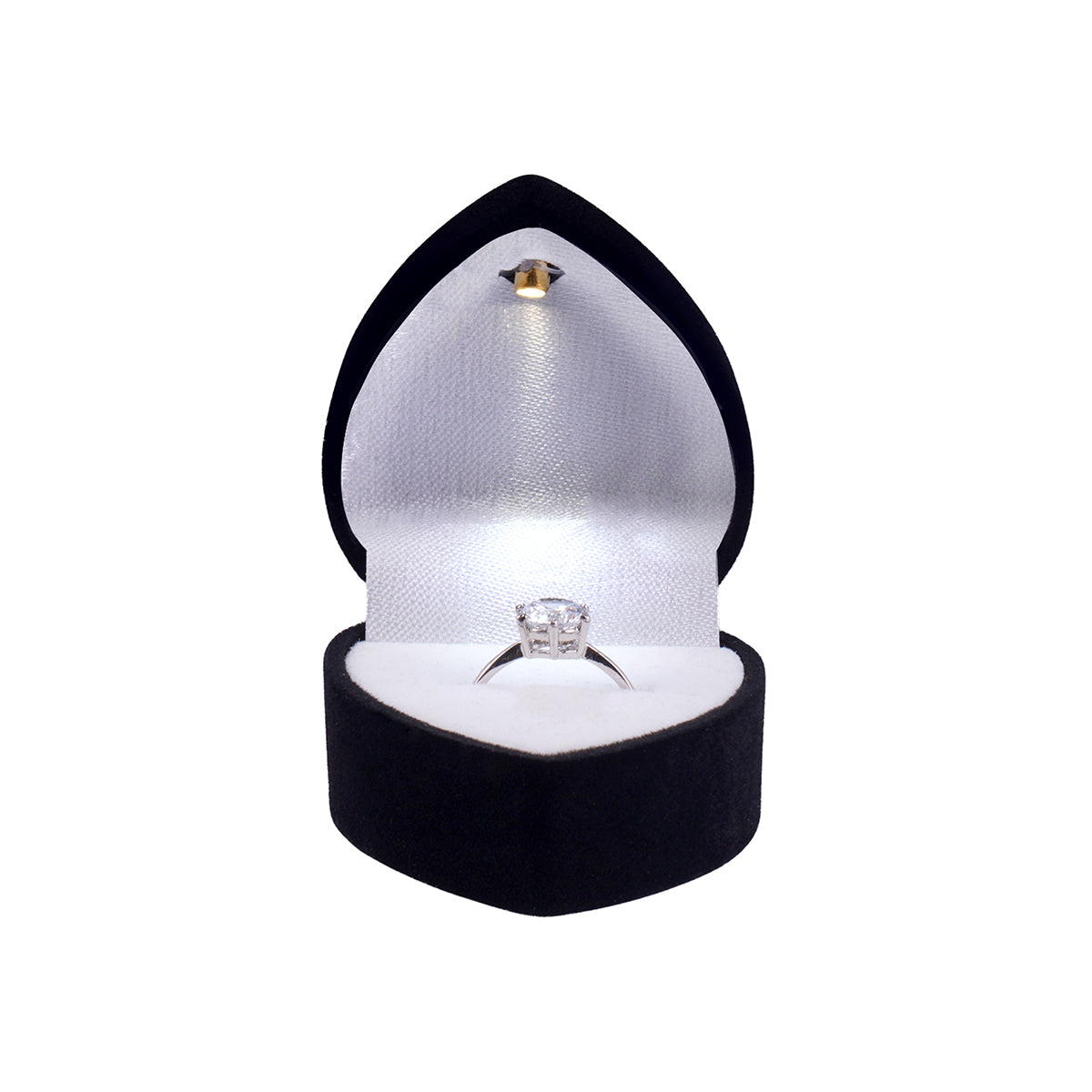 Suede Heart Ring Box with LED Light
