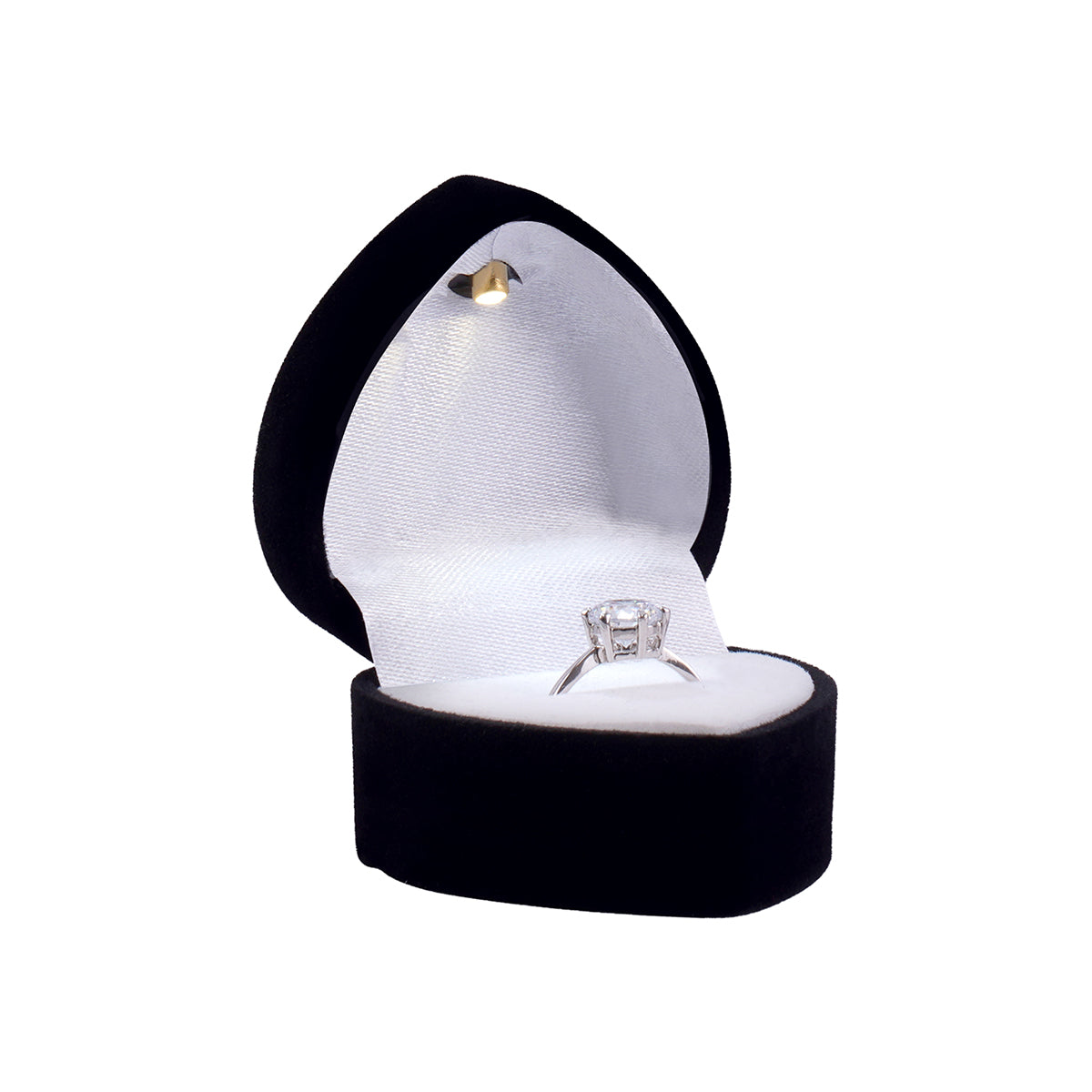 Suede Heart Ring Box with LED Light