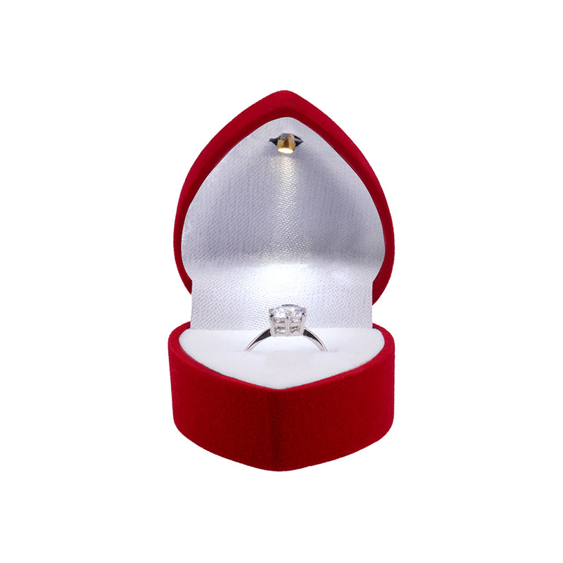 Suede Heart Ring Box with LED Light