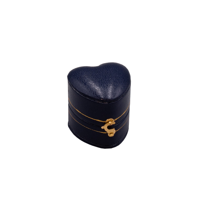 Leatherette Paper Covered  Heart Shaped Single Ring Box with Gold Detailing, Delicate Gold Clasps, and Plush Velvet Inserts