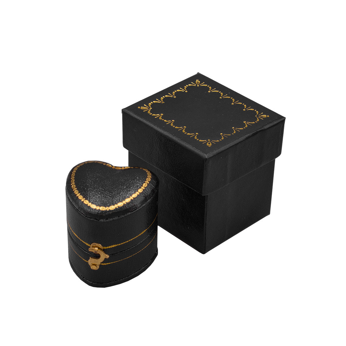 Leatherette Paper Covered Heart Shaped Single Ring Box