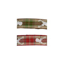 Natural Plaid Ribbon with Embroidered Roaches