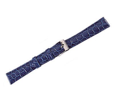 Leather Watch Band Lux Crocodile Blue (14mm) Regular