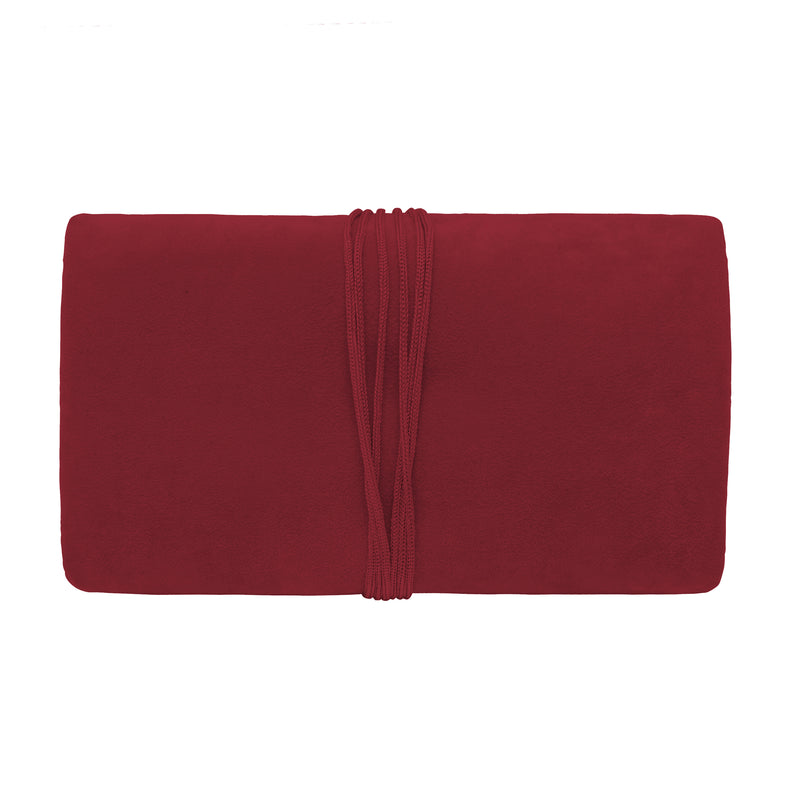 Burgundy Suede Pouch with Multiple Zippered Compartments