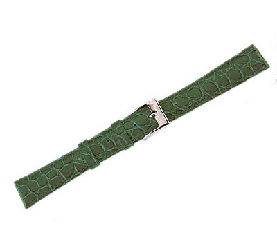 Leather Watch Band Lux Crocodile Green (16mm) Long