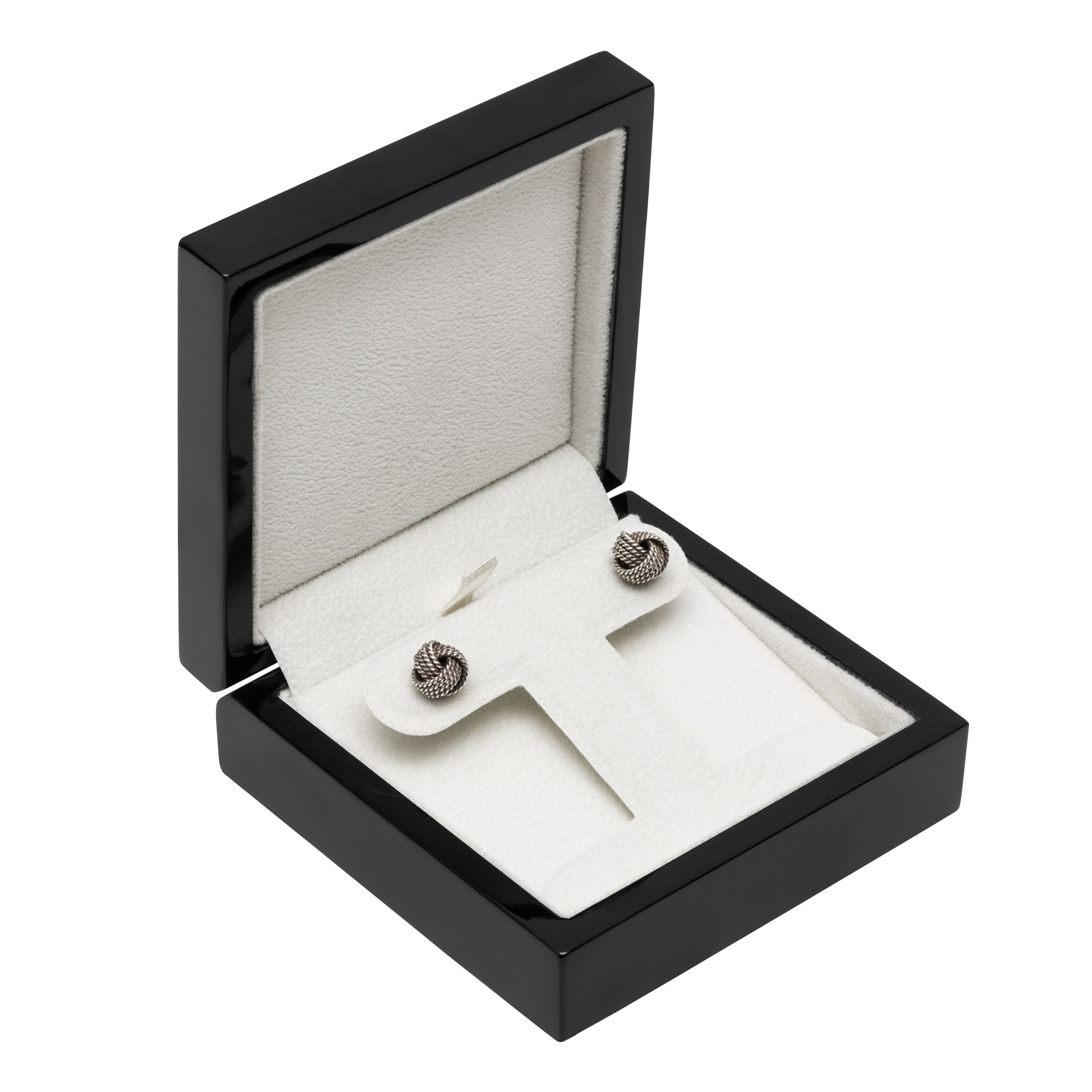 Black Piano French Clip Earring-Pendant Box (Reversible Pad)