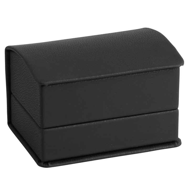 Leatherette Double Ring Box Leatherette Interior with Ribboned Packer