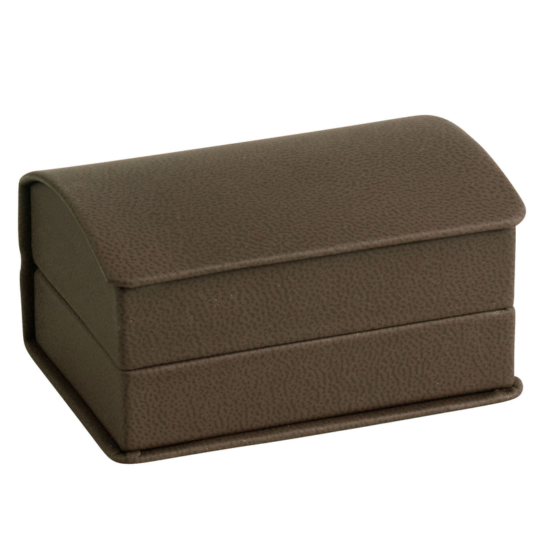 Leatherette Double Ring Box Leatherette Interior with Ribboned Packer