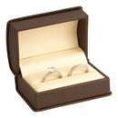 Leatherette Double Ring Box Leatherette Interior with Ribboned Packer