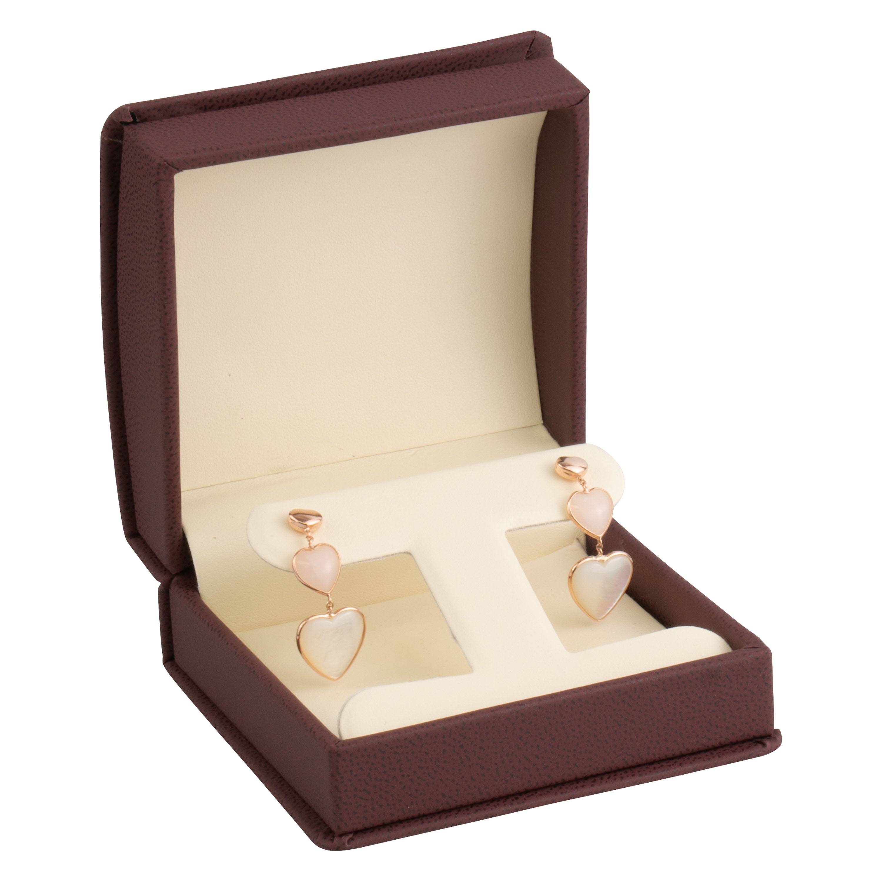 Leatherette Clip Earring Box Leatherette Interior with Ribboned Packer