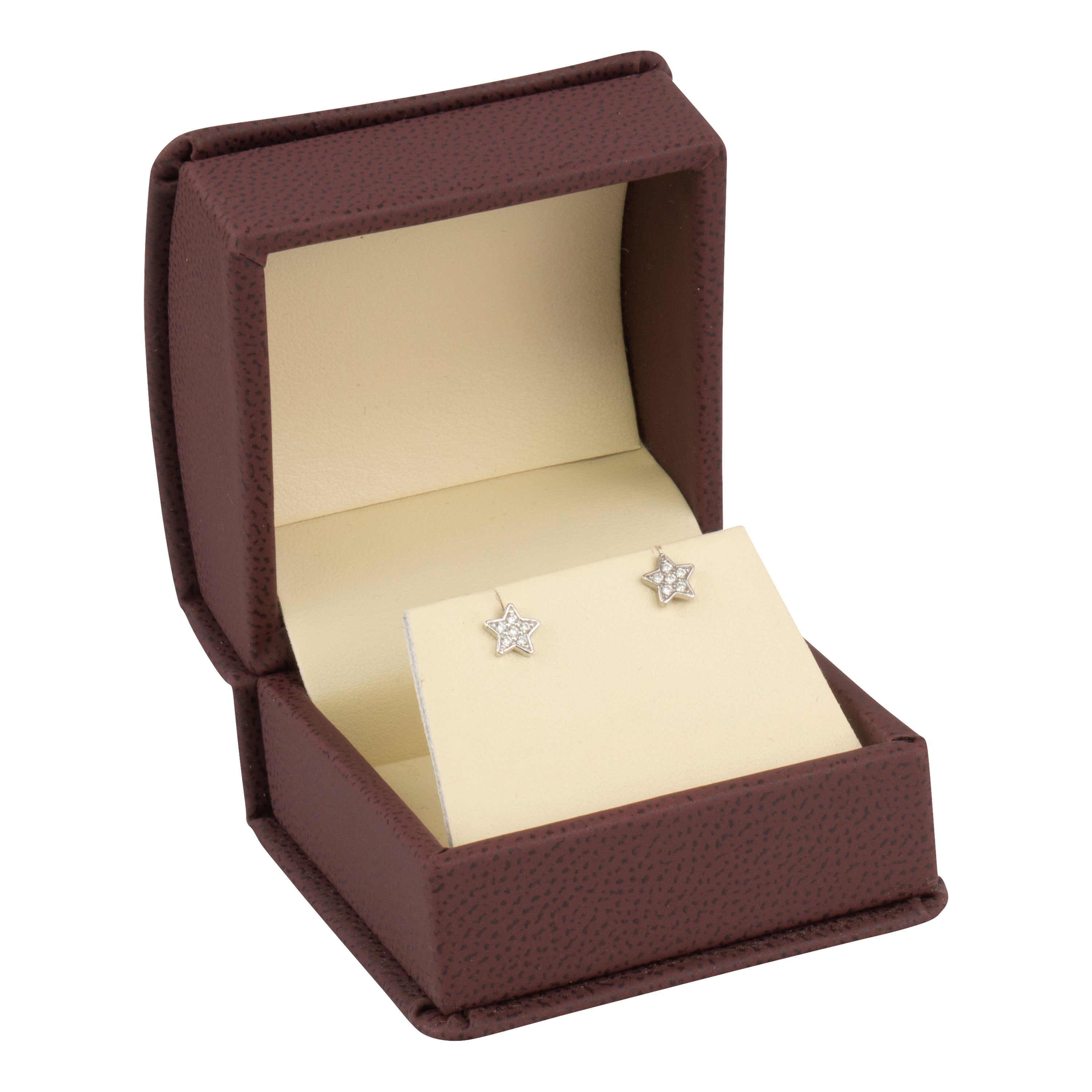 Leatherette Single Earring Box Leatherette Interior with Ribboned Packer
