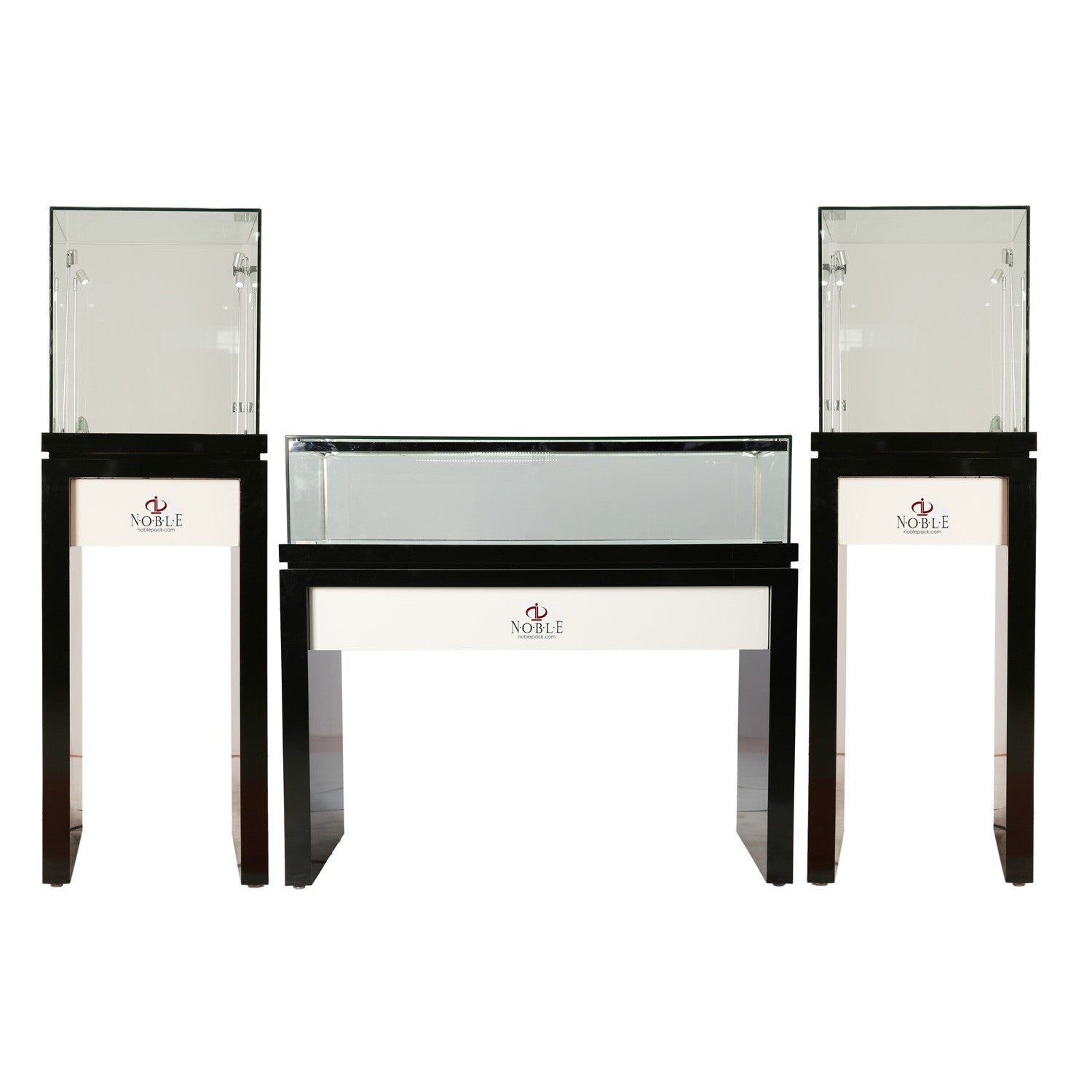 Wooden Jewelry Display Glass Showcase with White Trim