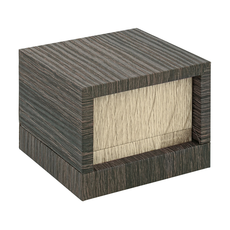 Textured Wood-Grain Single Earring Box with Rich Suede Interior