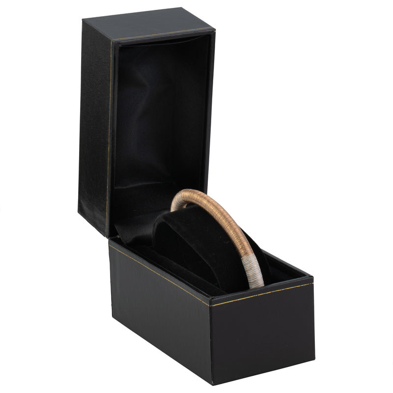 Paper Covered Standing Bangle Box with Gold Accent