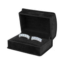 Suede Double Ring Box with Matching Interior with Ribboned Packer