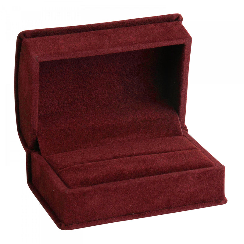 Suede Double Ring Box with Matching Interior with Ribboned Packer