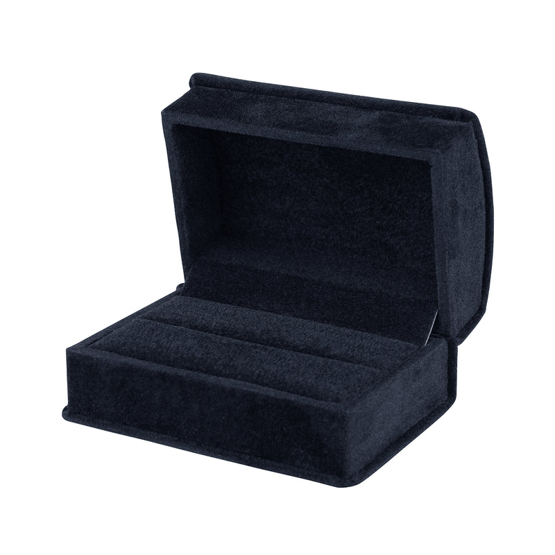 Suede Double Ring Box with Matching Interior with Ribboned Packer