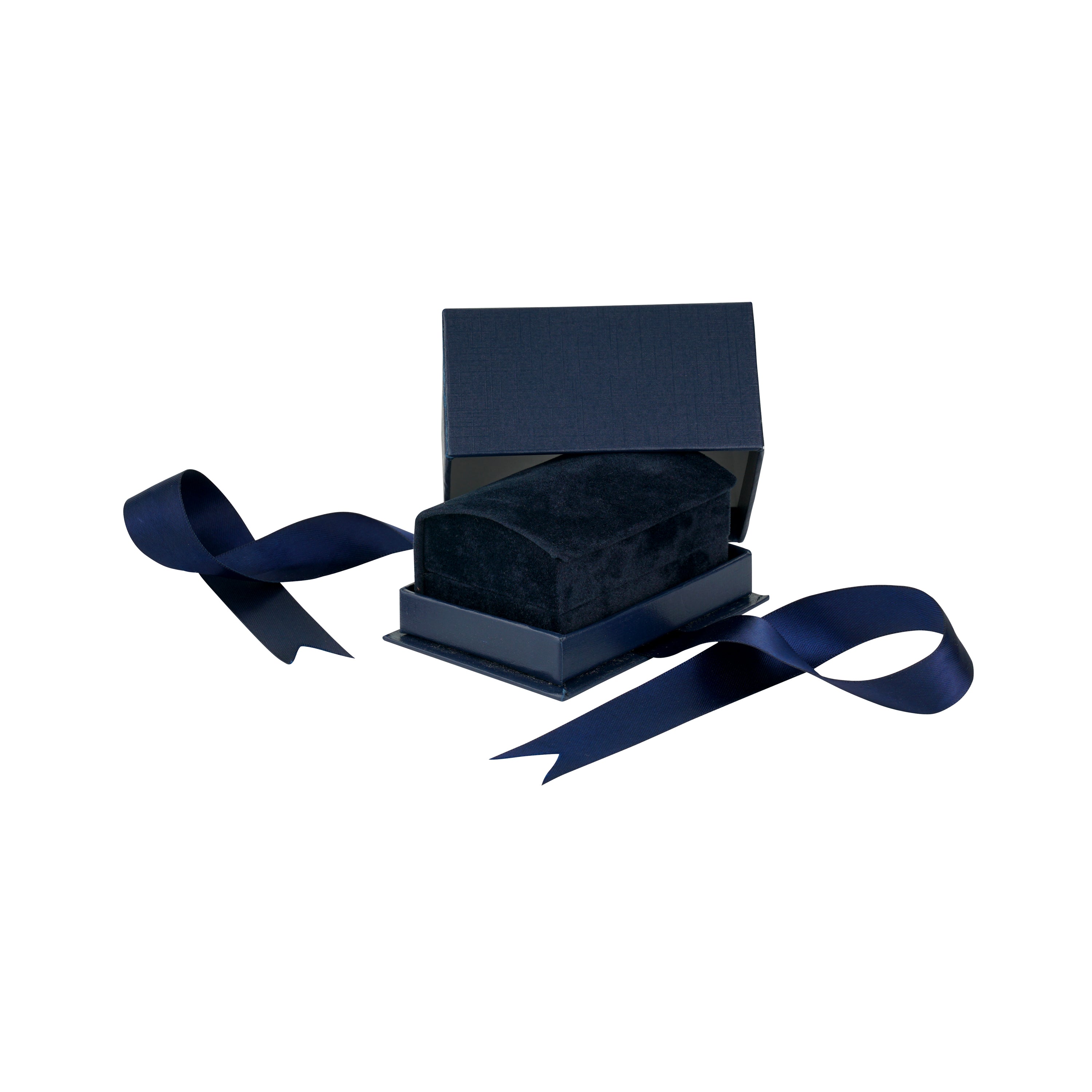 Suede Double Ring Box with Matching Interior with Ribboned Packer