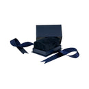 Suede Double Ring Box with Matching Interior with Ribboned Packer