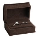 Suede Double Ring Box with Matching Interior with Ribboned Packer