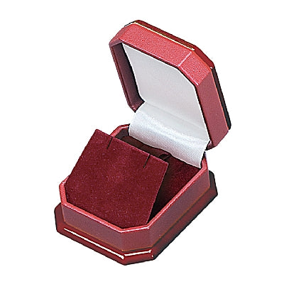 Paper Covered Pendant Box with Wooden Caps on The Lid And Base - Reversible Pad, Velour Inserts and Satin Inner Lids