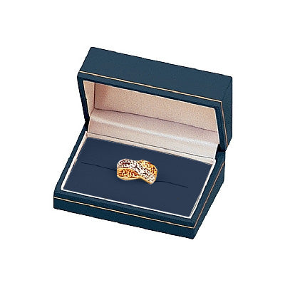 Paper Covered Double Ring Box with Gold Accent
