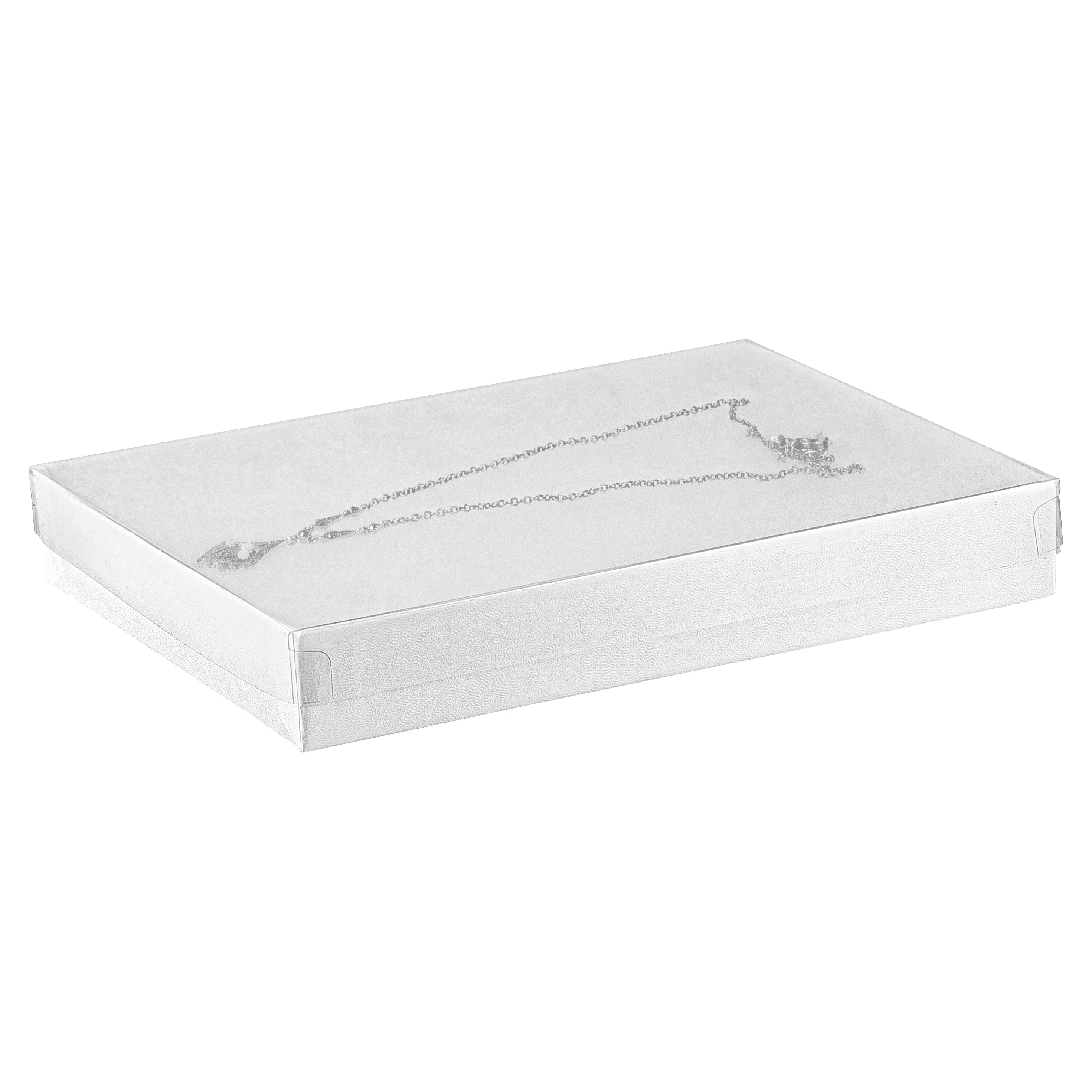 White Cotton Filled Cardboard Boxes with Clear Lid
