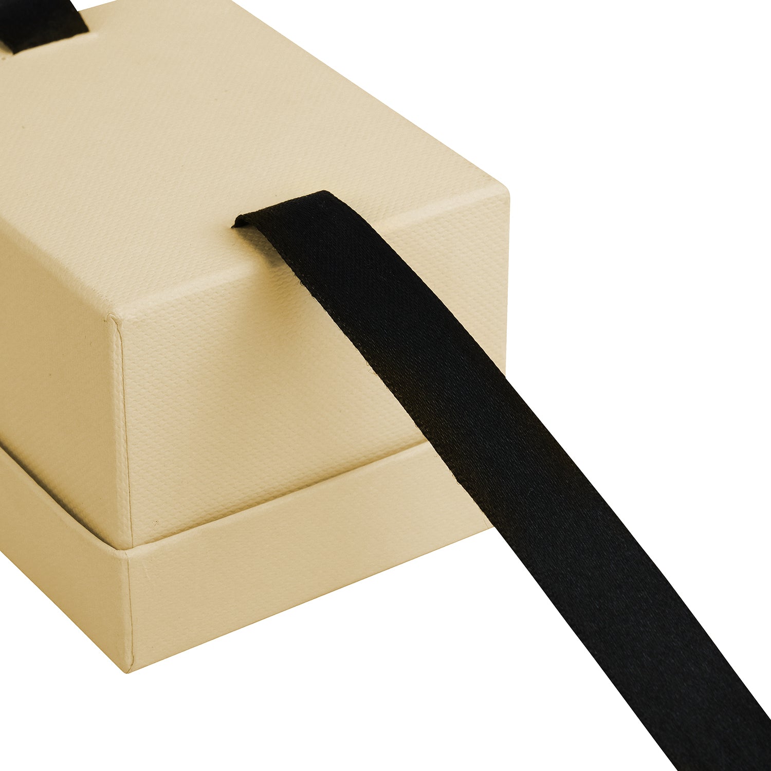 Black Piano Double Ring Box with Ribboned Packer