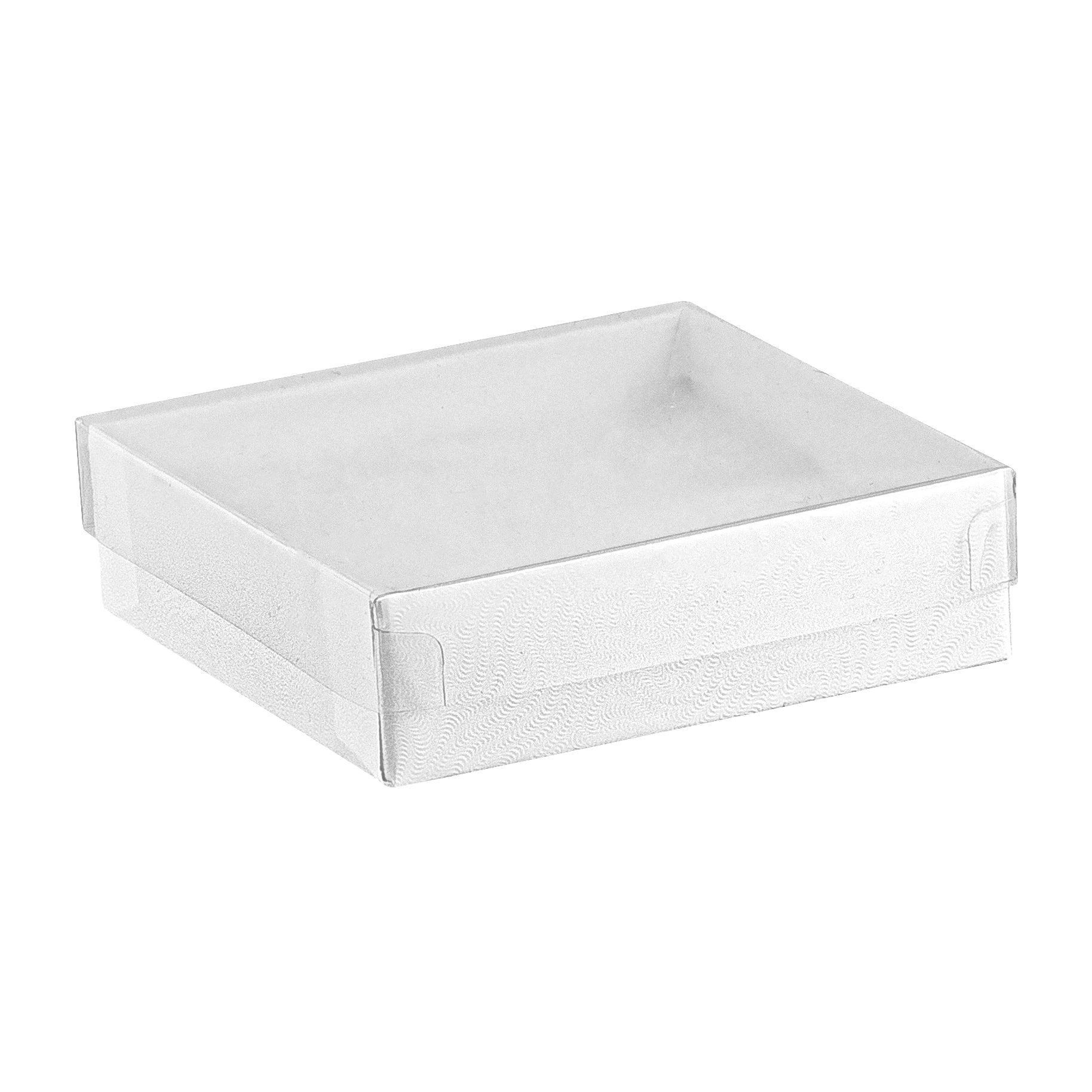White Cotton Filled Cardboard Boxes with Clear Lid