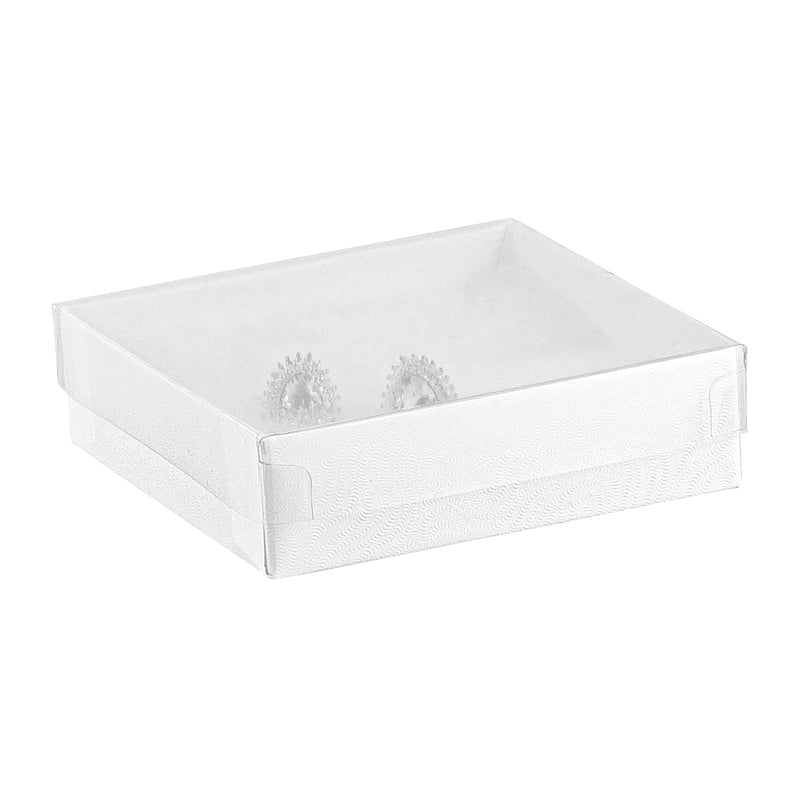 White Cotton Filled Cardboard Boxes with Clear Lid
