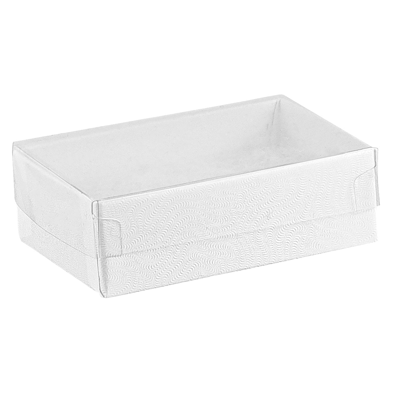 White Cotton Filled Cardboard Boxes with Clear Lid