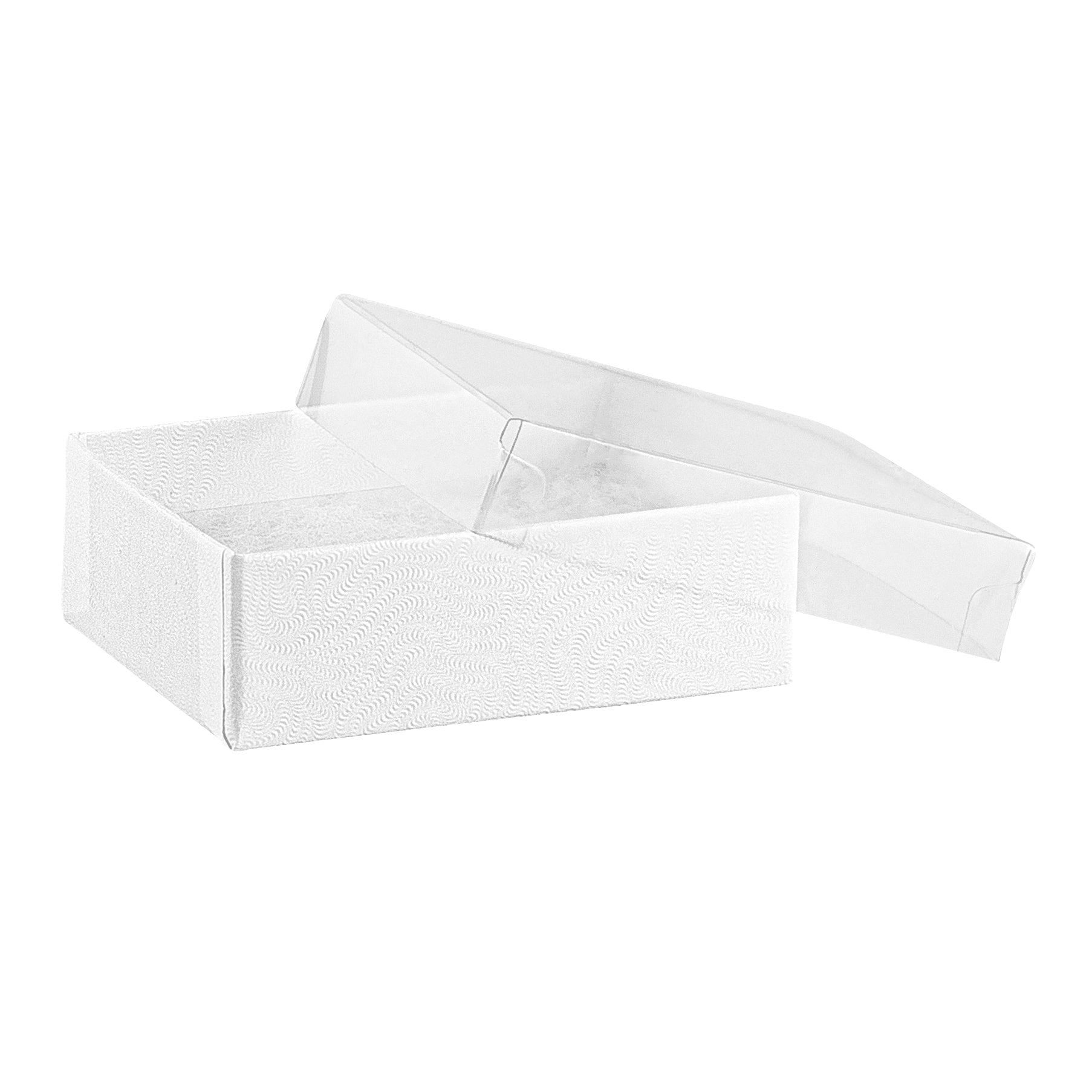 White Cotton Filled Cardboard Boxes with Clear Lid