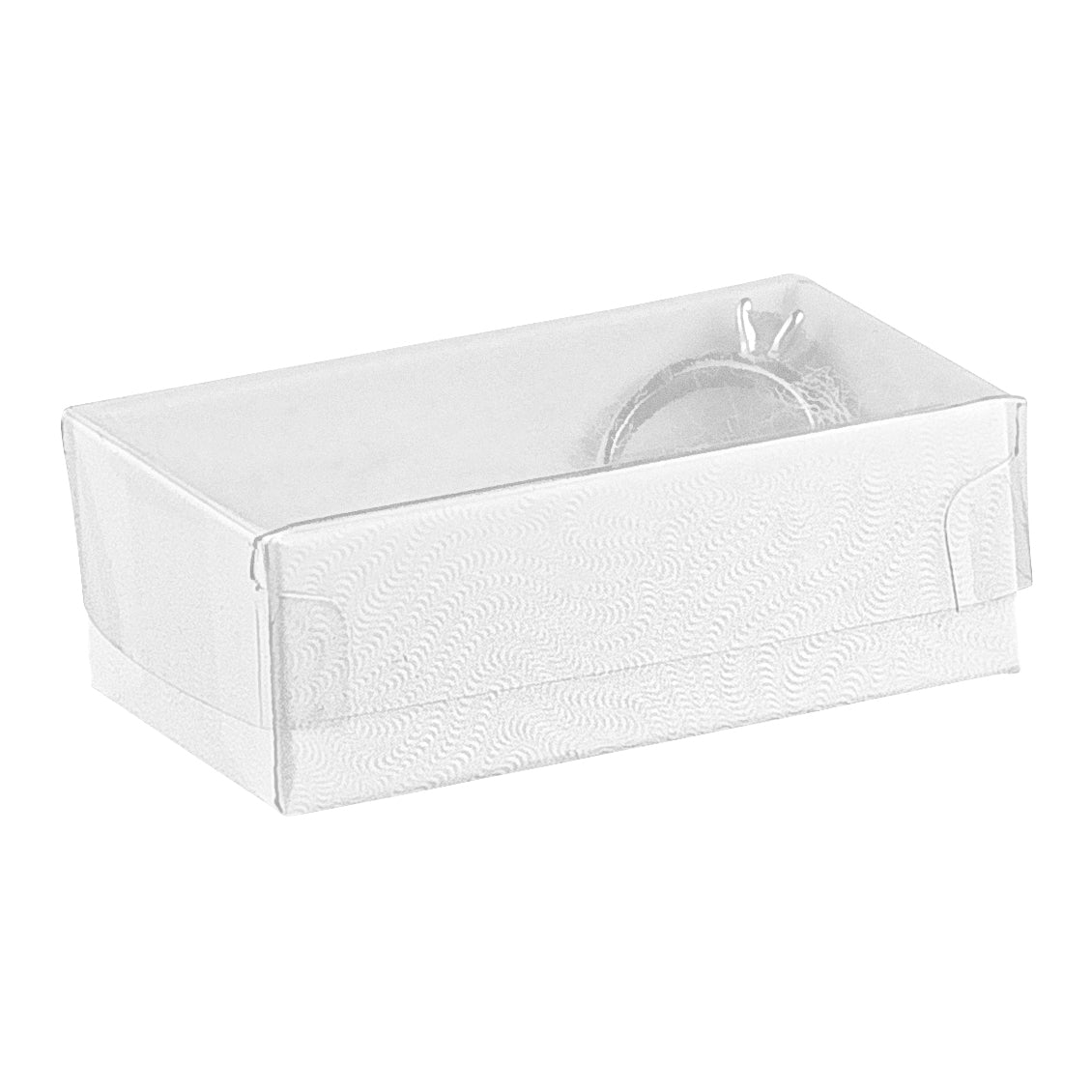 White Cotton Filled Cardboard Boxes with Clear Lid